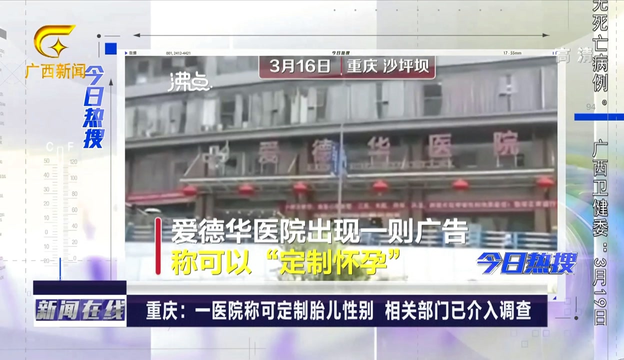 重慶:一(yī)醫(yī)院稱可(kě)定制(zhì)胎兒(ér)性别 相(xiàng)關部門(mén)已介入調查